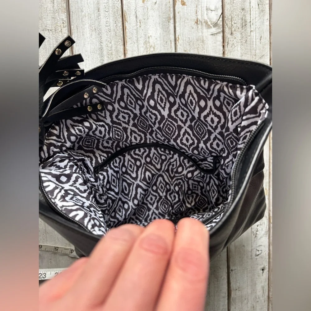Steve Madden Black Foldover Clutch w/ Tassel Accent